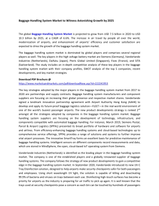 Baggage Handling System Market to Witness Astonishing Growth by 2025