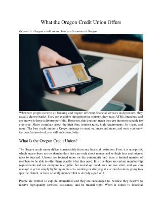 What the Oregon Credit Union Offers