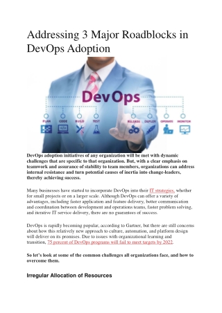 Addressing 3 Major Roadblocks in DevOps Adoption