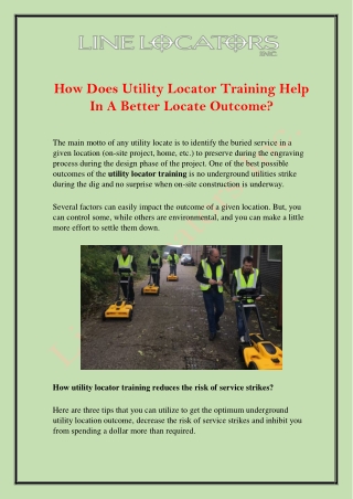 How Does Utility Locator Training Help In A Better Locate Outcome?