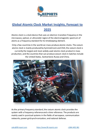 Global Atomic Clock Market Insights, Forecast to 2025
