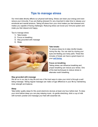 Tips to manage stress