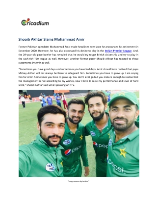 Shoaib Akhtar Slams Mohammad Amir