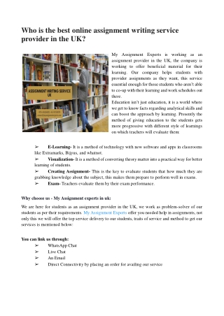 Who is the best online assignment writing service provider in the UK?