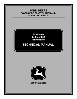 John Deere 250 Skid Steer Loader Service Repair Manual