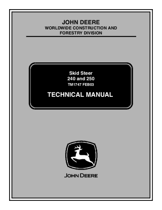 John Deere 250 Skid Steer Loader Service Repair Manual