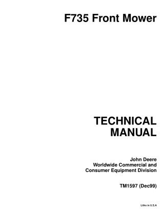 John Deere F735 Front Mower Service Repair Manual
