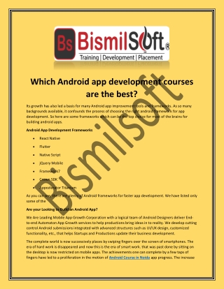Which Android app development courses are the best pdf Sub - 4