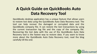 A Quick Guide on QuickBooks Auto Data Recovery Tool