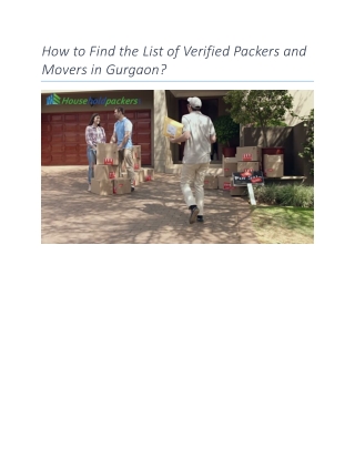 How to Find the List of Verified Packers and Movers in Gurgaon?