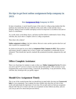6 Tips to Help You Find the Best Online Assignment Help Company in 2021