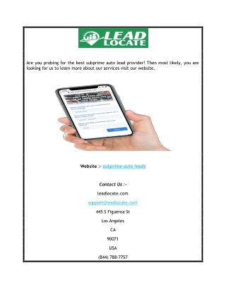 Subprime Auto Leads  Leadlocate.com 1