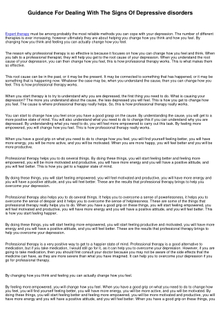 Advice For Coping With The Signs Of Major depression