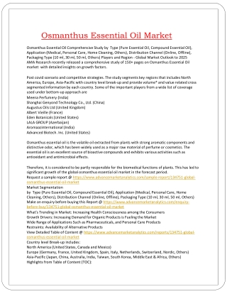 Osmanthus Essential Oil Market