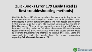 QuickBooks Error 179 Easily Fixed (2 Best troubleshooting methods)