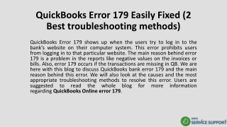 QuickBooks Error 179 Easily Fixed (2 Best troubleshooting methods)