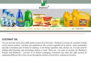 Buy Best Coconut Oil Online At Best Prices-Cooking and Hair Oil- Shalimar India