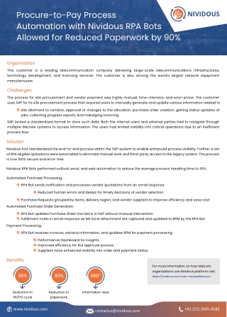 Procure-to-Pay (P2P) Process Automation with Nividous RPA Bots
