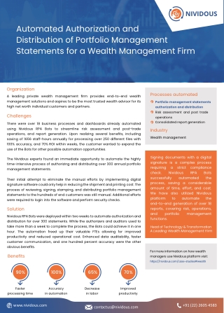 Automated Authorization and Distribution of Portfolio Statements - Nividous