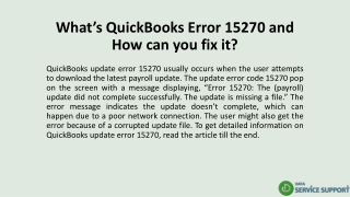 What’s QuickBooks Error 15270 and How can you fix it?