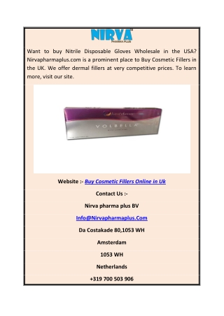 Buy Cosmetic Fillers Online in UK | Nirvapharmaplus.com