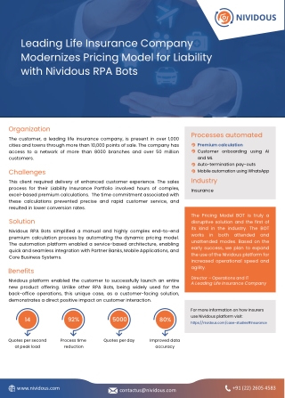Premium Calculation Process Automation for an Insurance Industry Leader - Nividous
