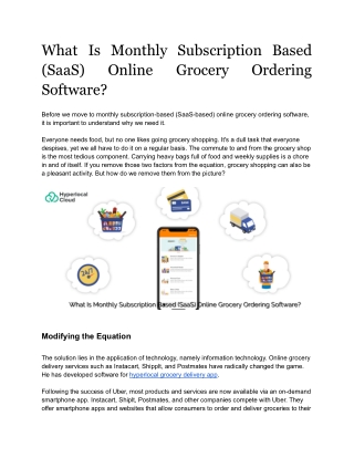 What Is Monthly Subscription Based (SaaS) Online Grocery Ordering Software?