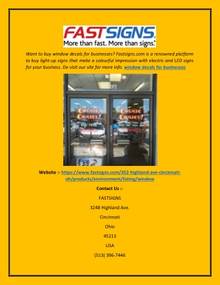 Window Decals for Businesses  Fastsigns.com