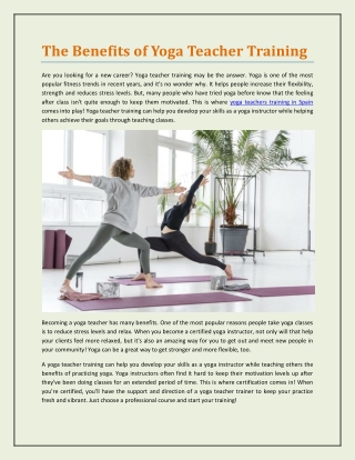 The Benefits of Yoga Teacher Training