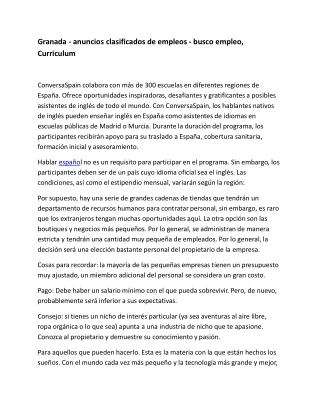 Granada - anuncios clasificados de empleos - busco empleo, Curriculum