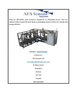 Used Cartoner | AFA Systems Ltd.