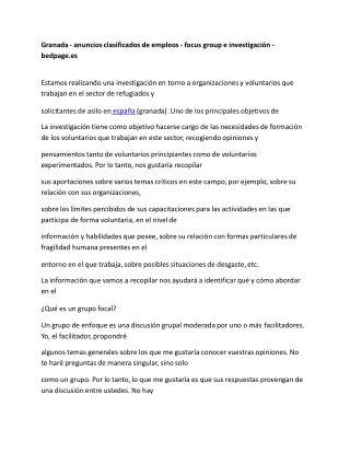 Granada - anuncios clasificados de empleos - focus group e investigación - bedpa