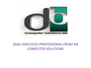 SAGE 200CLOUD PROFESSIONAL FROM DB COMPUTER SOLUTIONS