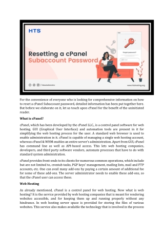 Resetting a cPanel Subaccount Password