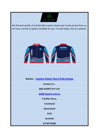 Custom School Year 6 Polo Jerseys | Brizleavers.com.au