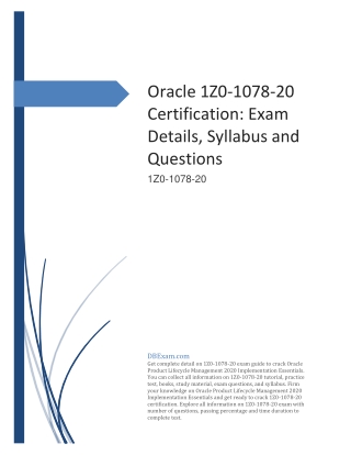 Oracle 1Z0-1078-20 Certification: Exam Details, Syllabus and Questions