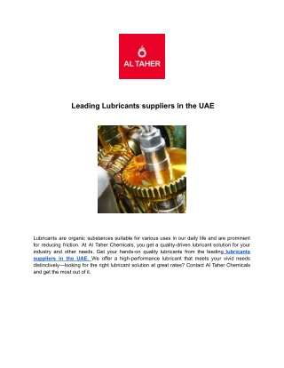 Leading Lubricants suppliers in the UAE