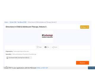 Directions in Child &amp; Adolescent Therapy, Volume 5