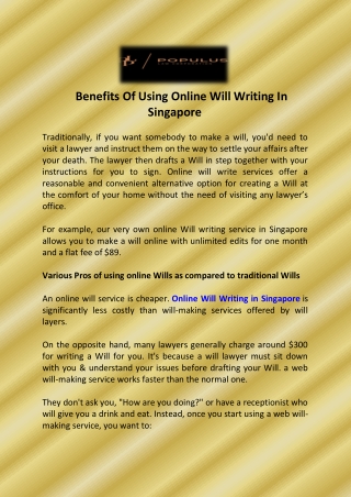 Benefits Of Using Online Will Writing In Singapore