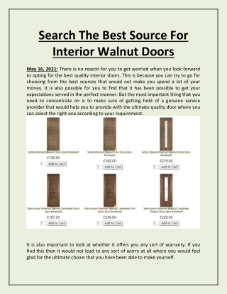 Search The Best Source For Interior Walnut Doors