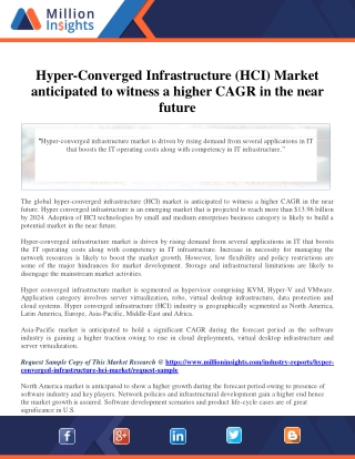 Hyper-Converged Infrastructure (HCI) Market anticipated to witness a higher CAGR