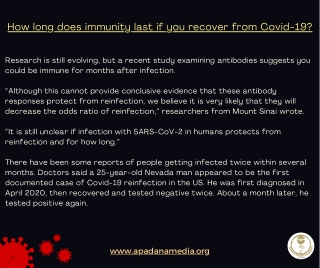 Immunity after recovery from COVID-19, News Agency in Battle Creek