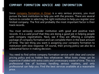 Company Formation Advice and Information