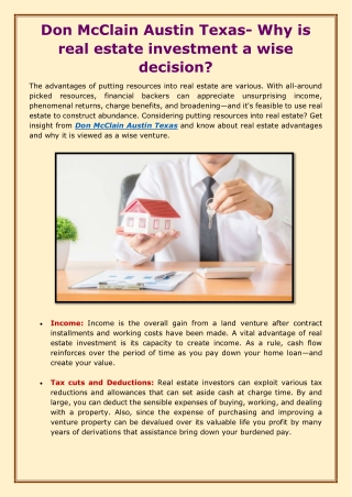 Don McClain Austin Texas- Why is real estate investment a wise decision-converted