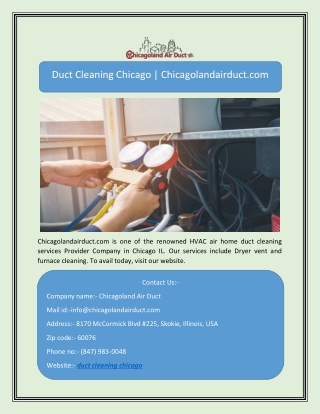 Duct Cleaning Chicago | Chicagolandairduct.com