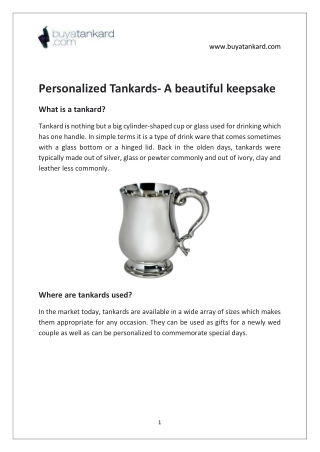 Personalized Tankards- A beautiful keepsake