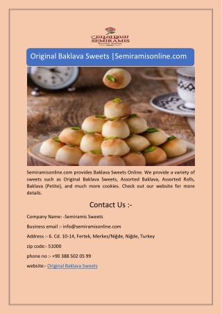 Original Baklava Sweets |Semiramisonline.com