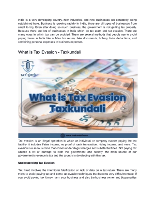 What is Tax Evasion - Taxkundali