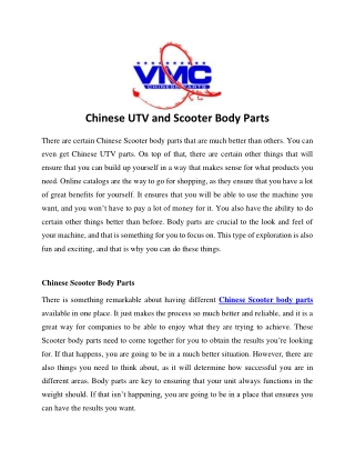 Chinese UTV and Scooter Body Parts