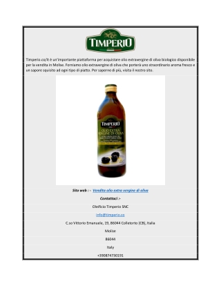 Vendita olio extra vergine di oliva | Timperio.co/it